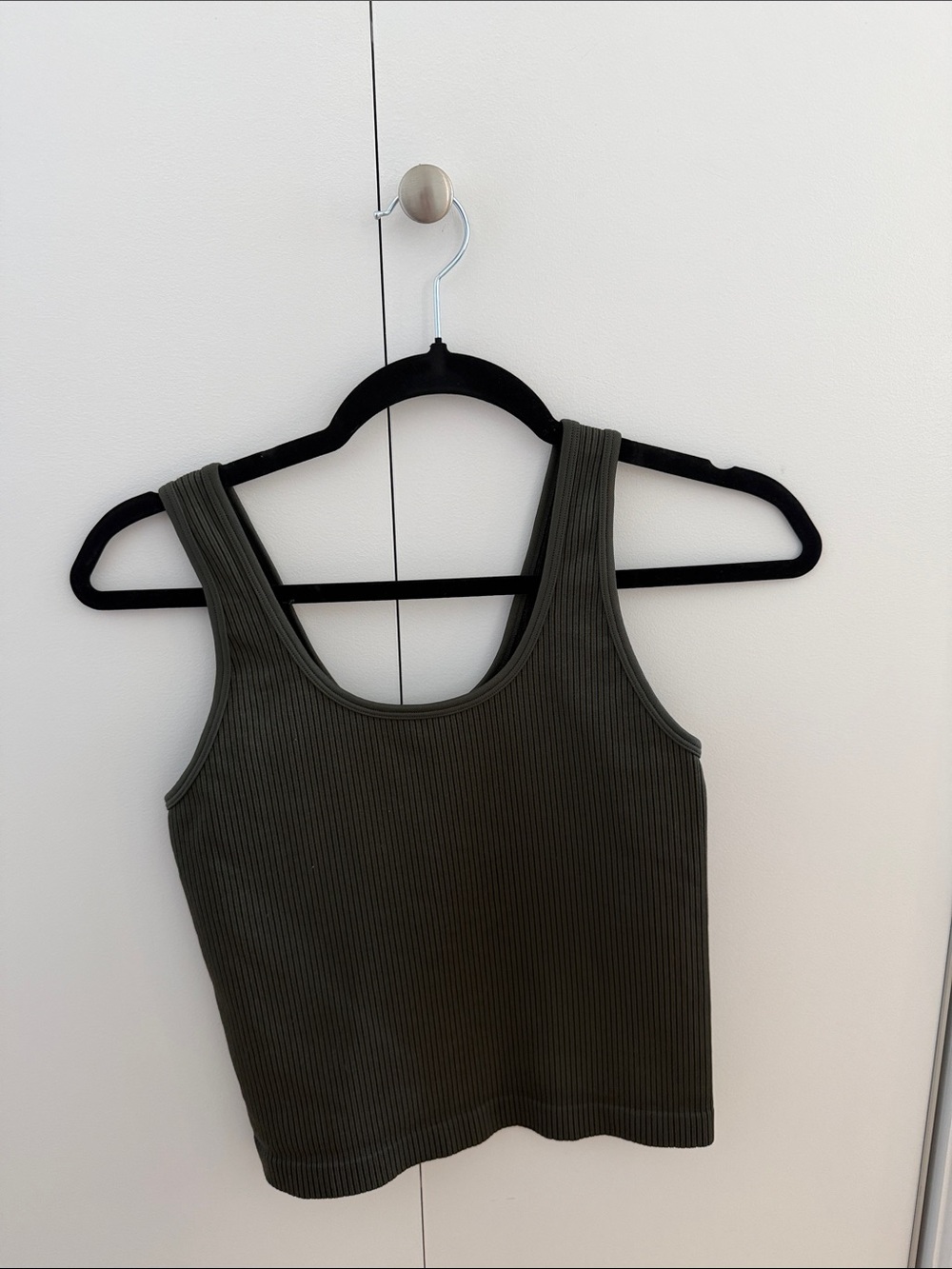 a new day Olive Ribbed Scoop Tank Top